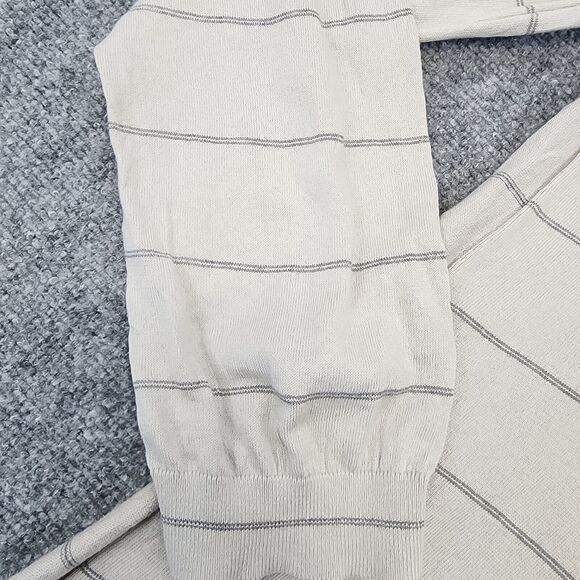 Banana Republic Sweater Mens XL Gray Striped Silk Cashmere Blend V Neck Preppy - Picture 10 of 16